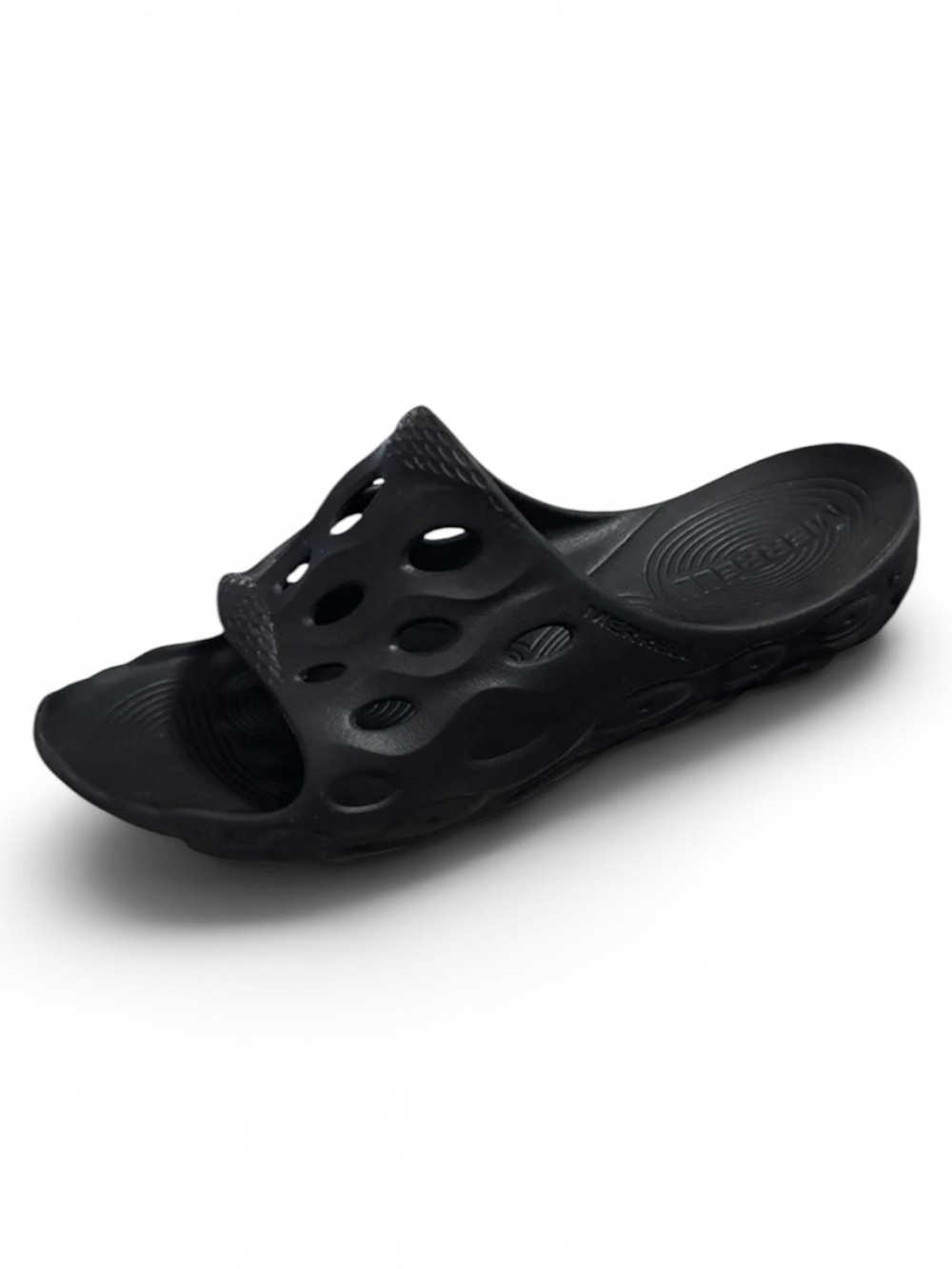 Merrell Hydro Slide Sandals Men’s Size 7.5 Women’s Size 9 Black Slide Sandals - Picture 9 of 9